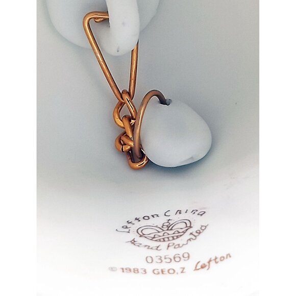 Porcelain Bell Lefton China Pink Rose Hand Painted Butterfly Vintage 1983 03569 - Picture 13 of 15